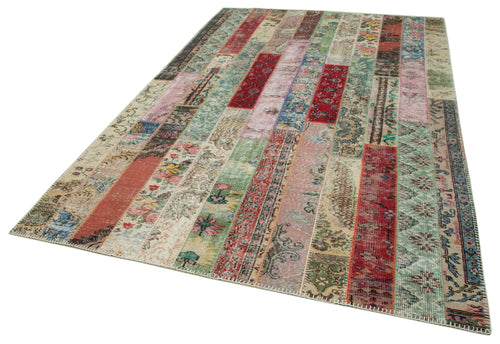 Kırk Yama Kırmızı Patchwork Pamuk Yün El Dokuma Halısı 200x305 Agacan