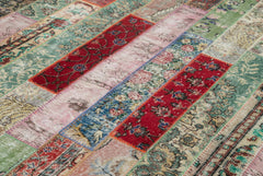 Kırk Yama Kırmızı Patchwork Pamuk Yün El Dokuma Halısı 200x305 Agacan