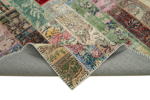 Kırk Yama Kırmızı Patchwork Pamuk Yün El Dokuma Halısı 200x305 Agacan