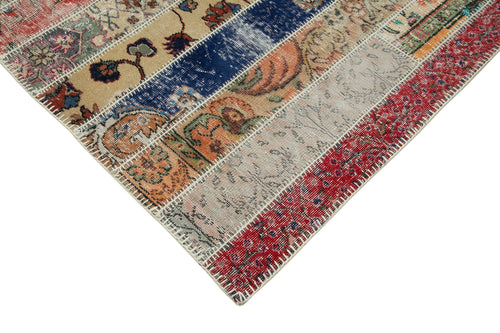 Kırk Yama Kırmızı Patchwork Pamuk Yün El Dokuma Halısı 203x307 Agacan
