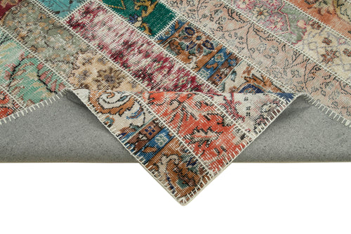 Kırk Yama Kırmızı Patchwork Pamuk Yün El Dokuma Halısı 203x307 Agacan