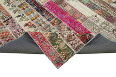Kırk Yama Kırmızı Patchwork Pamuk Yün El Dokuma Halısı 205x305 Agacan