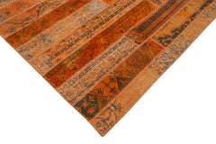 Kırk Yama Turuncu Patchwork Pamuk Yün El Dokuma Halısı 202x305 Agacan