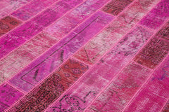 Kırk Yama Pembe Patchwork Pamuk Yün El Dokuma Halısı 203x305 Agacan