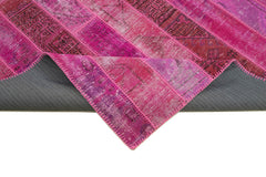 Kırk Yama Pembe Patchwork Pamuk Yün El Dokuma Halısı 203x305 Agacan