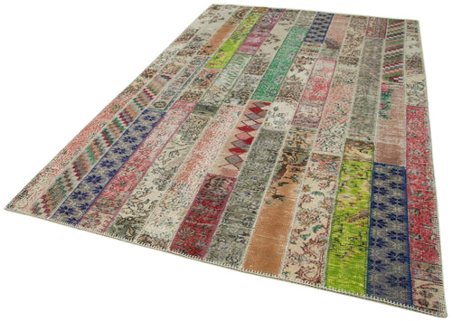 Kırk Yama Kırmızı Patchwork Pamuk Yün El Dokuma Halısı 200x305 Agacan