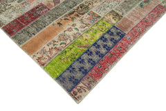 Kırk Yama Kırmızı Patchwork Pamuk Yün El Dokuma Halısı 200x305 Agacan