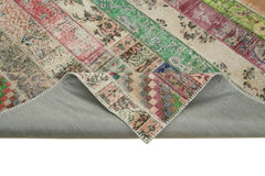 Kırk Yama Kırmızı Patchwork Pamuk Yün El Dokuma Halısı 200x305 Agacan