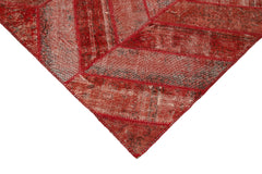 Kırk Yama Kırmızı Patchwork Pamuk Yün El Dokuma Halısı 204x306 Agacan