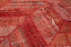 Kırk Yama Kırmızı Patchwork Pamuk Yün El Dokuma Halısı 204x306 Agacan