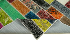 Kırk Yama Gri Patchwork Pamuk Yün El Dokuma Halısı 200x295 Agacan