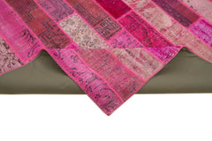 Kırk Yama Pembe Patchwork Pamuk Yün El Dokuma Halısı 205x305 Agacan