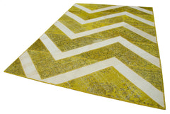 Kırk Yama Sarı Patchwork Pamuk Yün El Dokuma Halısı 204x294 Agacan