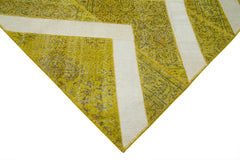 Kırk Yama Sarı Patchwork Pamuk Yün El Dokuma Halısı 204x294 Agacan