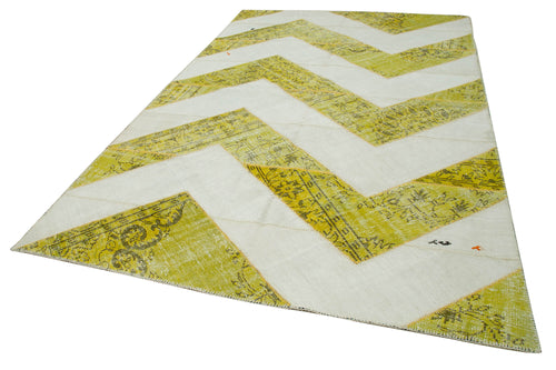 Kırk Yama Sarı Patchwork Pamuk Yün El Dokuma Halısı 200x320 Agacan