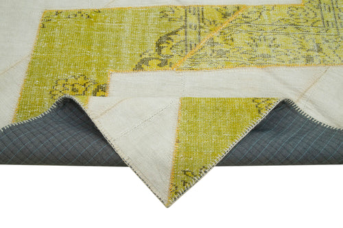 Kırk Yama Sarı Patchwork Pamuk Yün El Dokuma Halısı 200x320 Agacan