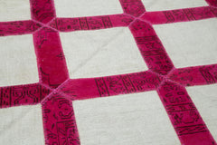 Kırk Yama Pembe Patchwork Pamuk Yün El Dokuma Halısı 199x293 Agacan
