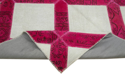 Kırk Yama Pembe Patchwork Pamuk Yün El Dokuma Halısı 199x293 Agacan
