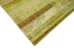Kırk Yama Sarı Patchwork Pamuk Yün El Dokuma Halısı 245x308 Agacan