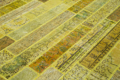 Kırk Yama Sarı Patchwork Pamuk Yün El Dokuma Halısı 245x308 Agacan
