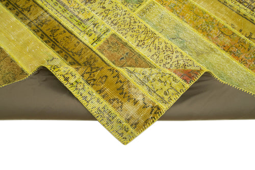 Kırk Yama Sarı Patchwork Pamuk Yün El Dokuma Halısı 245x308 Agacan