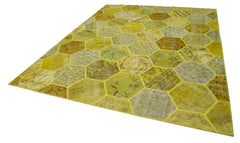 Kırk Yama Sarı Patchwork Pamuk Yün El Dokuma Halısı 248x310 Agacan
