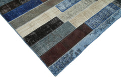Kırk Yama Siyah Patchwork Pamuk Yün El Dokuma Halısı 248x308 Agacan