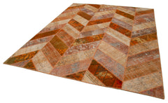 Kırk Yama Turuncu Patchwork Pamuk Yün El Dokuma Halısı 249x308 Agacan