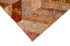 Kırk Yama Turuncu Patchwork Pamuk Yün El Dokuma Halısı 249x308 Agacan