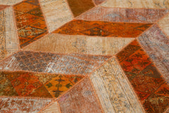 Kırk Yama Turuncu Patchwork Pamuk Yün El Dokuma Halısı 249x308 Agacan