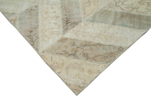 Kırk Yama Bej Patchwork Pamuk Yün El Dokuma Halısı 244x307 Agacan
