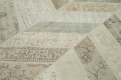 Kırk Yama Bej Patchwork Pamuk Yün El Dokuma Halısı 244x307 Agacan