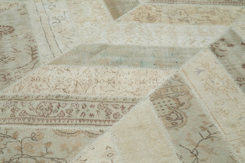 Kırk Yama Bej Patchwork Pamuk Yün El Dokuma Halısı 244x307 Agacan