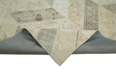 Kırk Yama Bej Patchwork Pamuk Yün El Dokuma Halısı 244x307 Agacan