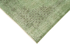 Overdyed Vintage Yeşil Eskitme Pamuk Yün El Dokuma Halısı 107x205 Agacan