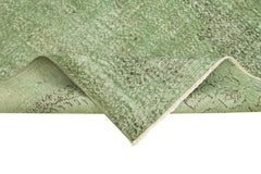 Overdyed Vintage Yeşil Eskitme Pamuk Yün El Dokuma Halısı 107x205 Agacan