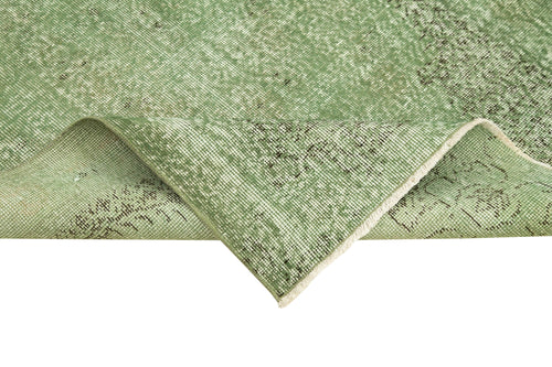 Overdyed Vintage Yeşil Eskitme Pamuk Yün El Dokuma Halısı 107x205 Agacan