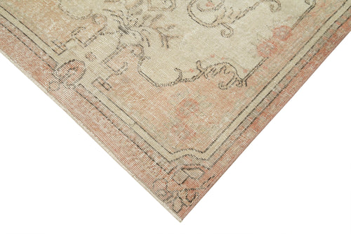 Overdyed Vintage Bej Eskitme Pamuk Yün El Dokuma Halısı 111x202 Agacan