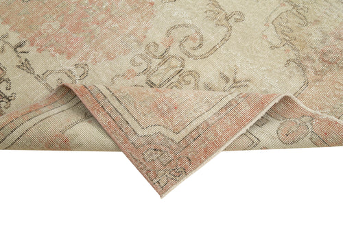 Overdyed Vintage Bej Eskitme Pamuk Yün El Dokuma Halısı 111x202 Agacan