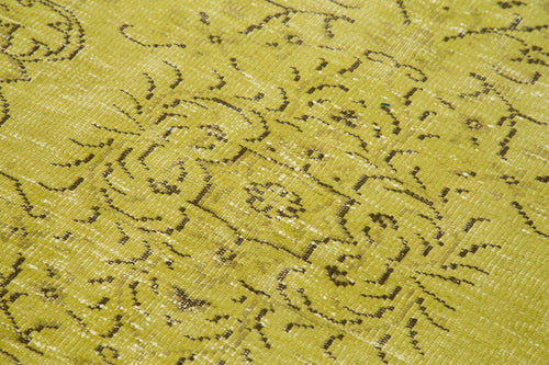 Overdyed Vintage Sarı Eskitme Pamuk Yün El Dokuma Halısı 110x184 Agacan