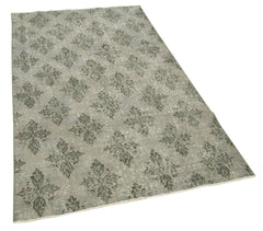 Overdyed Vintage Gri Eskitme Pamuk Yün El Dokuma Halısı 109x190 Agacan