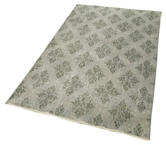 Overdyed Vintage Gri Eskitme Pamuk Yün El Dokuma Halısı 109x190 Agacan