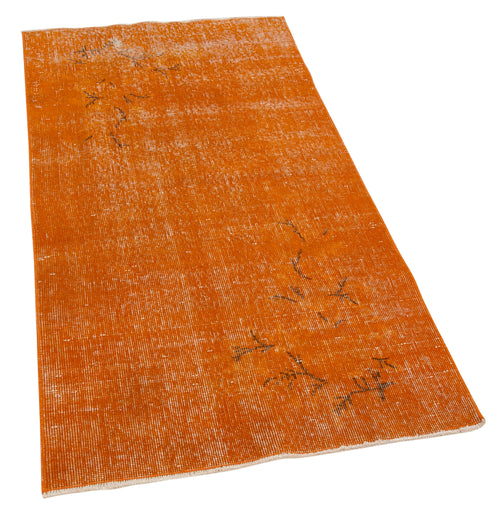 Overdyed Vintage Turuncu Eskitme Pamuk Yün El Dokuma Halısı 84x163 Agacan