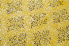 Overdyed Vintage Sarı Eskitme Pamuk Yün El Dokuma Halısı 115x193 Agacan
