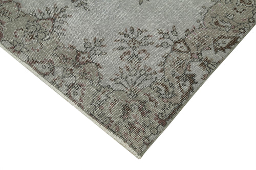 Overdyed Vintage Gri Eskitme Pamuk Yün El Dokuma Halısı 115x204 Agacan
