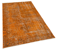 Overdyed Vintage Turuncu Eskitme Pamuk Yün El Dokuma Halısı 113x193 Agacan