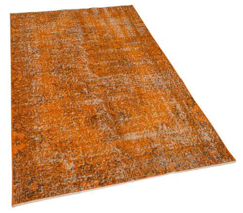 Overdyed Vintage Turuncu Eskitme Pamuk Yün El Dokuma Halısı 113x193 Agacan