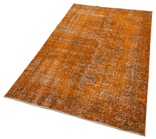 Overdyed Vintage Turuncu Eskitme Pamuk Yün El Dokuma Halısı 113x193 Agacan
