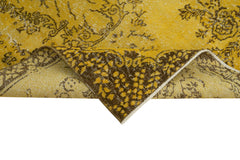 Overdyed Vintage Sarı Eskitme Pamuk Yün El Dokuma Halısı 110x187 Agacan