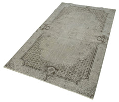 Overdyed Vintage Gri Eskitme Pamuk Yün El Dokuma Halısı 113x208 Agacan